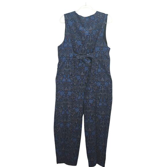 Laura Ashley Vintage 80s Corduroy Floral Jumpsuit Made in Ireland Rare Size L - Picture 2 of 11